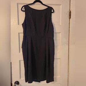 NEW Ann Taylor Sheath Dress, Black, Career Cocktail, Sz 14 Boatneck, Sleeveless